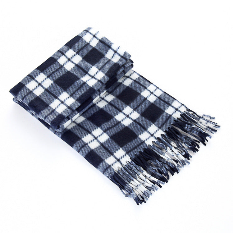 Unisex Black & White Plaid Thermal Scarf - Plus Size Winter Wrap - DropOnline.co