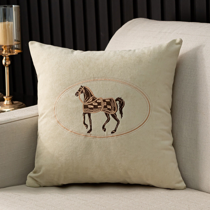 Hand-embroidered Cushion Cover Horse Pattern Pillowcase - DropOnline.co