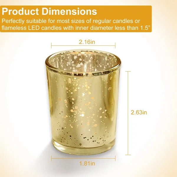 24Pcs Gold Votive Tealights Candle Holders Mercury Glass Shinny Candle Holders For Wedding Birthday Party Home Decoration Table Centerpiece - DropOnline.co