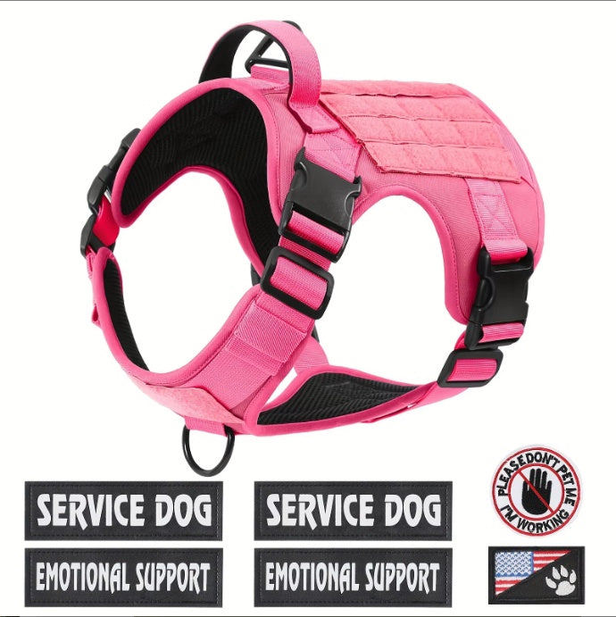 Hiphoppet US Local Tactical Service Dog Harness Vest Adjustable Reflective No Pulling Large Dog Harness With Metal Buckle - DropOnline.co