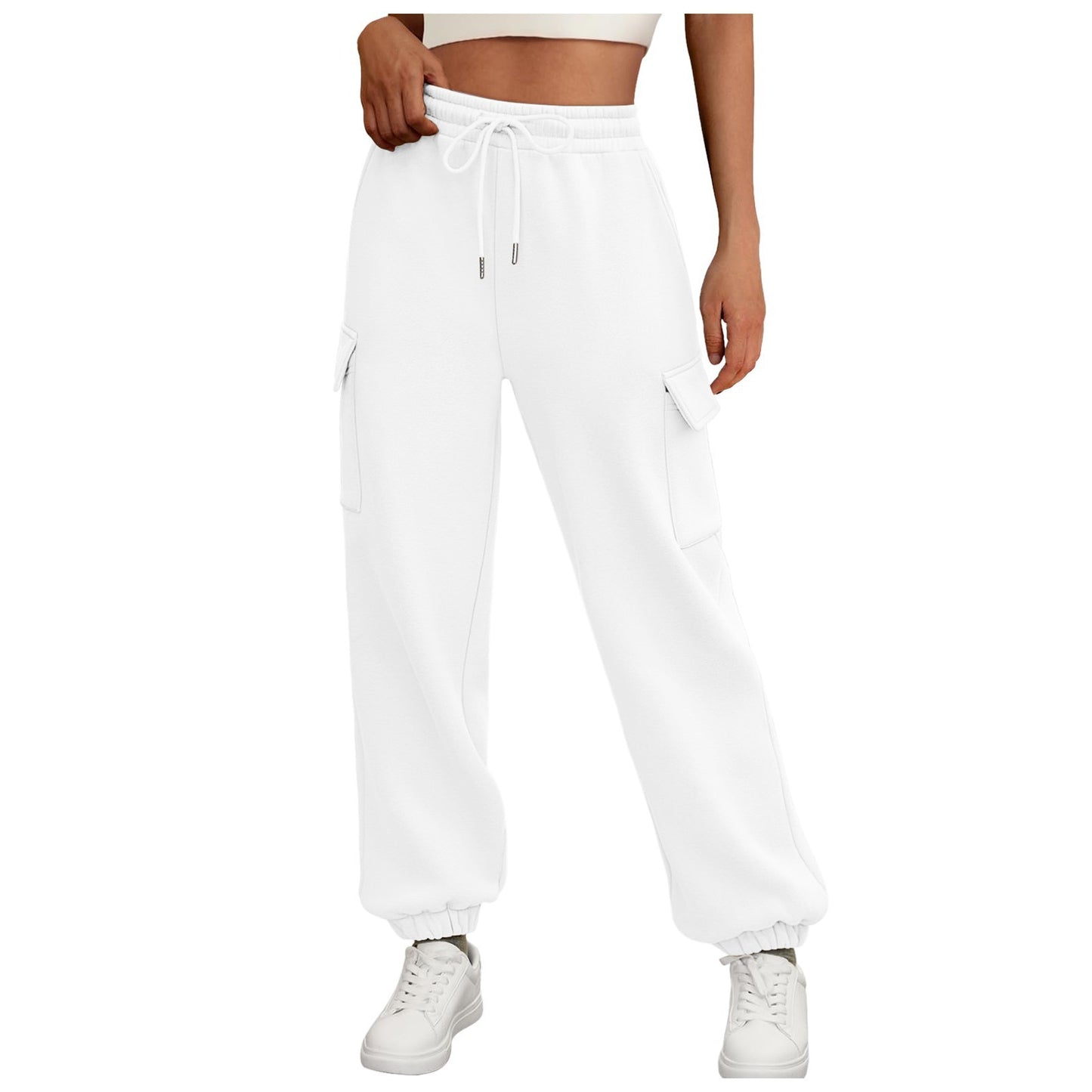 Women's Fleece-Lined Sweatpants - Baggy Athletic Jogger Trousers with Pockets - DropOnline.co