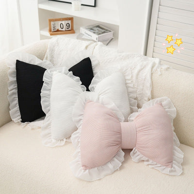 Sweet Cute Butterfly-shaped Waist Pillow Office Bedroom Sofa Home Pillow Four Seasons Universal Pillow Lace Side Cushion - DropOnline.co
