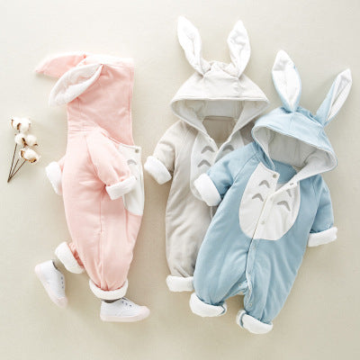 Padded Cotton Baby Romper - Hooded Winter Onesie for Newborns & Infants - DropOnline.co