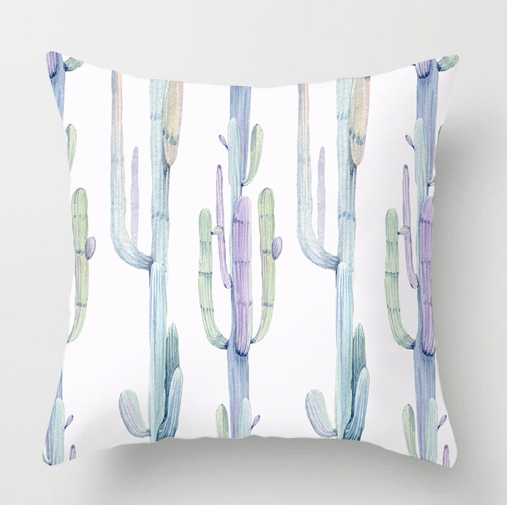 Watercolor Cactus Flowers Green Succulents Cushion Cover - DropOnline.co