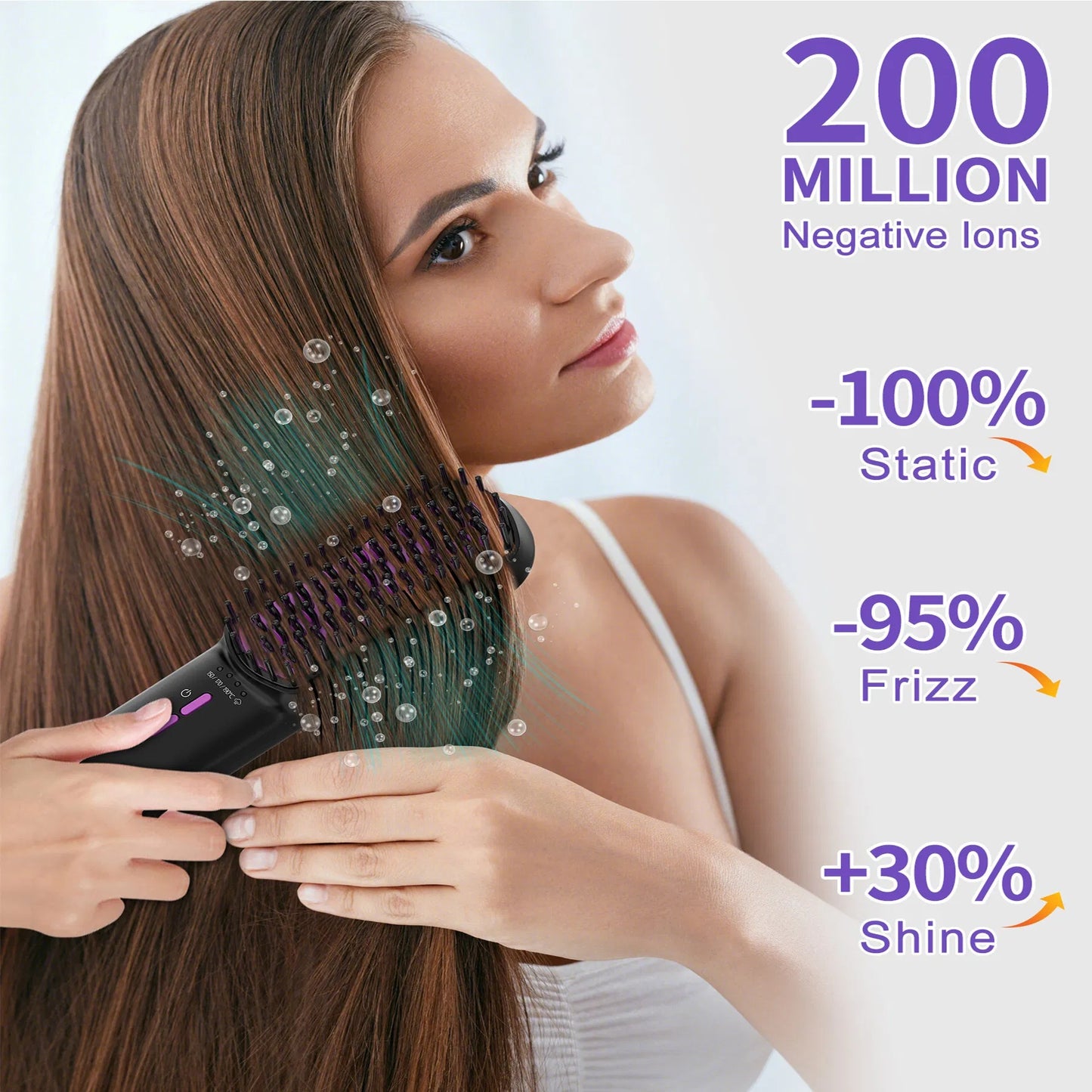 Hair Straightener Brush, Ionic Plus Steam Straightening Brush For Smooth, Anti-frizz Hair, Anti-Scald Ceramic Straightening Comb, Heated Straightener Brush Flat Iron Fast Heating For Home Salon - DropOnline.co