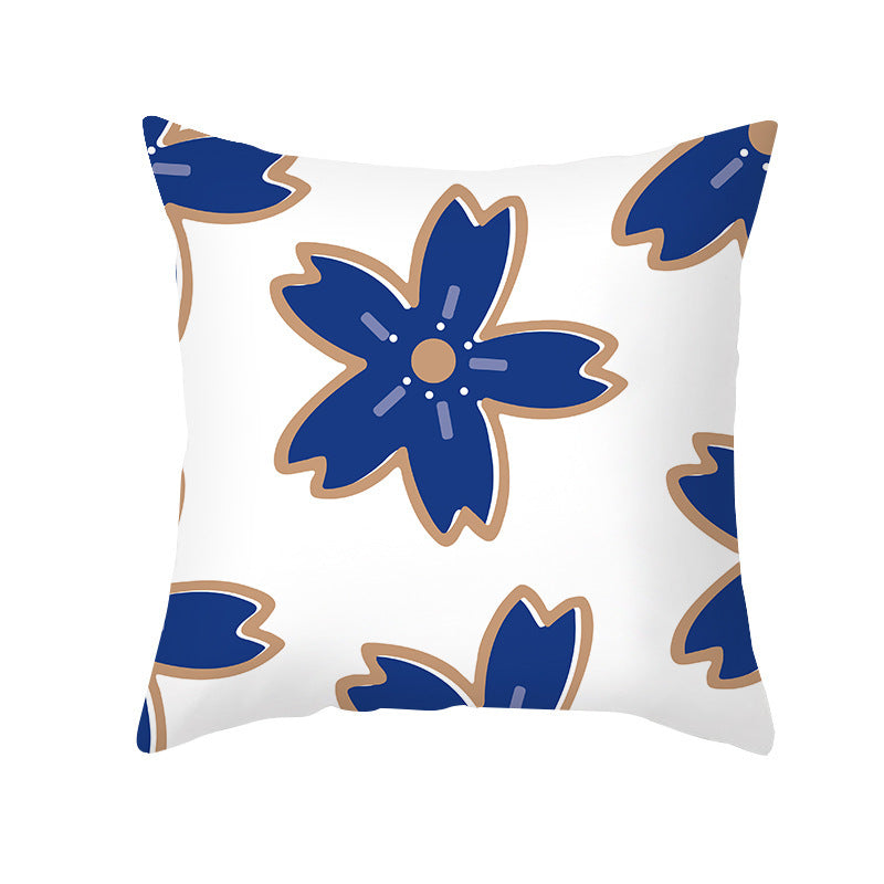 Ins Blue Abstract Super Soft Printing Pillowcase - Retro Art Sofa Cushion for Modern Home - DropOnline.co