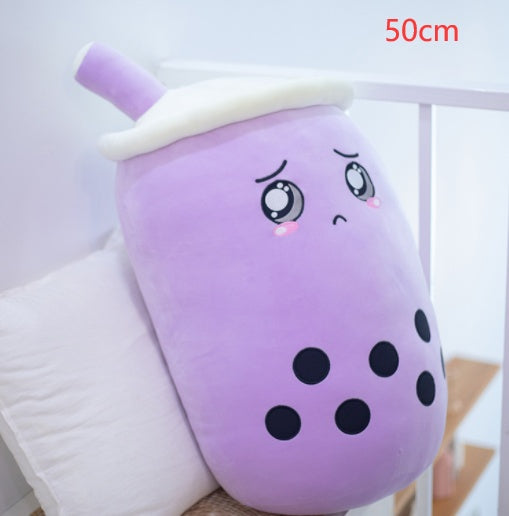 Boba Tea Plush Toy - Cute Strawberry Milk Tea Stuffed Animal Pillow Cushion for Kids - DropOnline.co