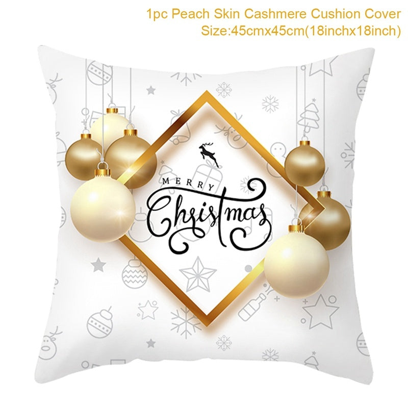 Christmas Printed Throw Pillow Cushion Cover - Festive Linen Holiday Decoration for Home - DropOnline.co