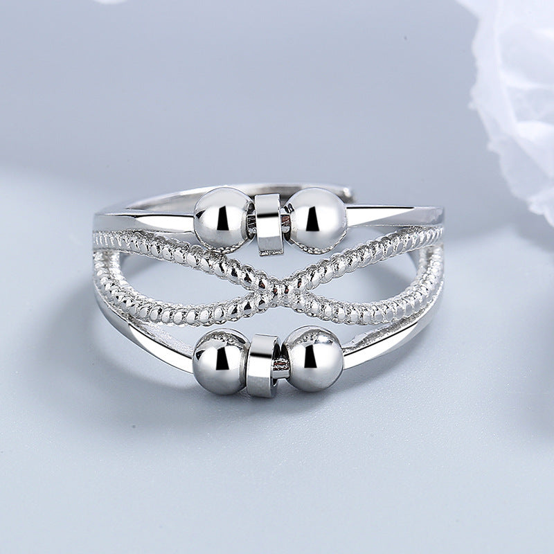 Rotatable Ring With Open Design Fashion Double-layered Hollow Line Anxiety Relief Rings For Women - DropOnline.co