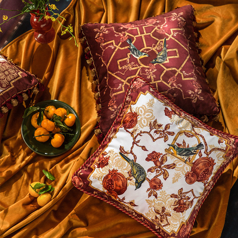 European-American Flower And Bird Christmas Pillowcase Bedside New Year Cushion - DropOnline.co