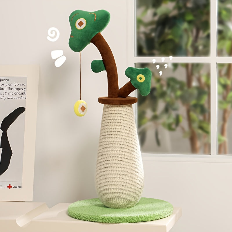 Vertical Money Tree Cat Scratching Pole, Sisal Wear-Resistant Cat Scratching Column, Interactive Ball Track Spring Ball Cat Toy, Durable And Cute Sisal Cat Scratching Pole - DropOnline.co