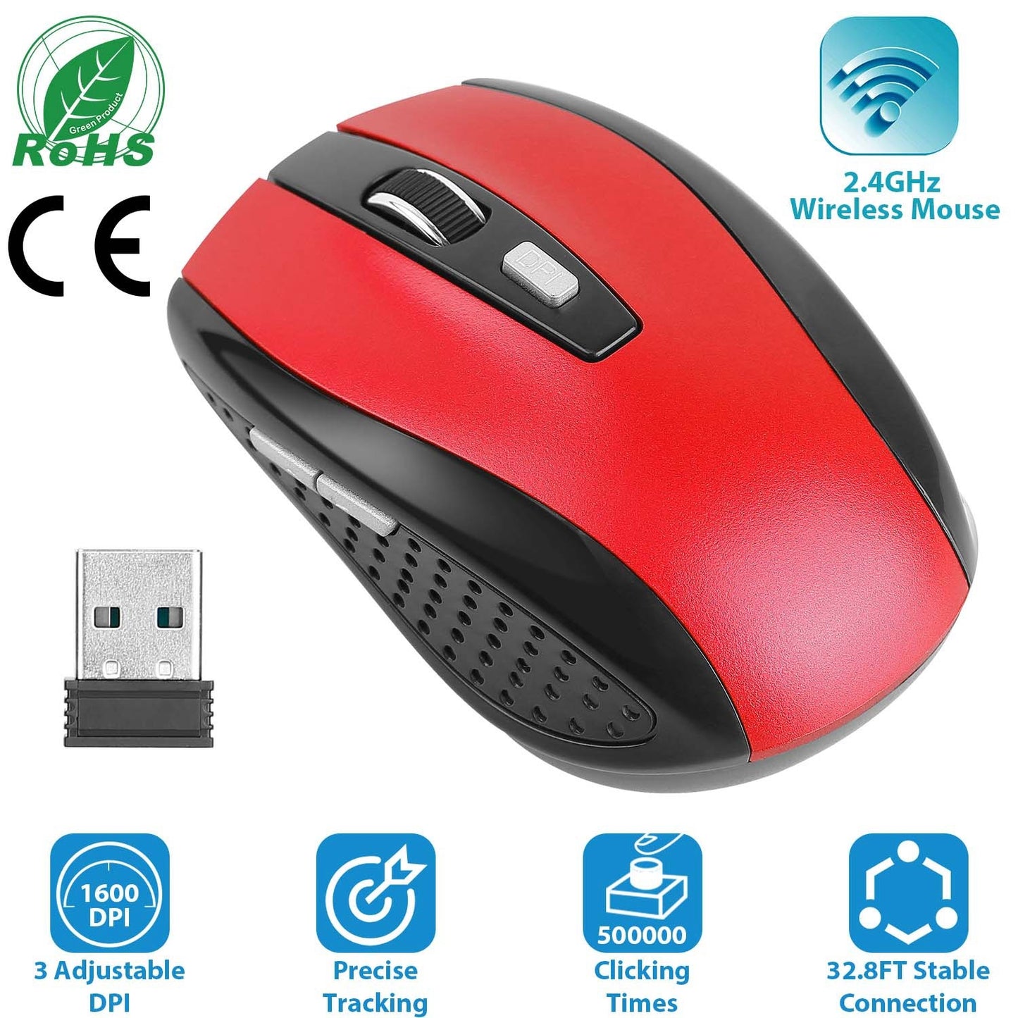 2.4G Wireless Gaming Mouse Optical Mice WIth Receiver 3 Adjustable DPI 6 Buttons For PC Laptop Computer Macbook - DropOnline.co
