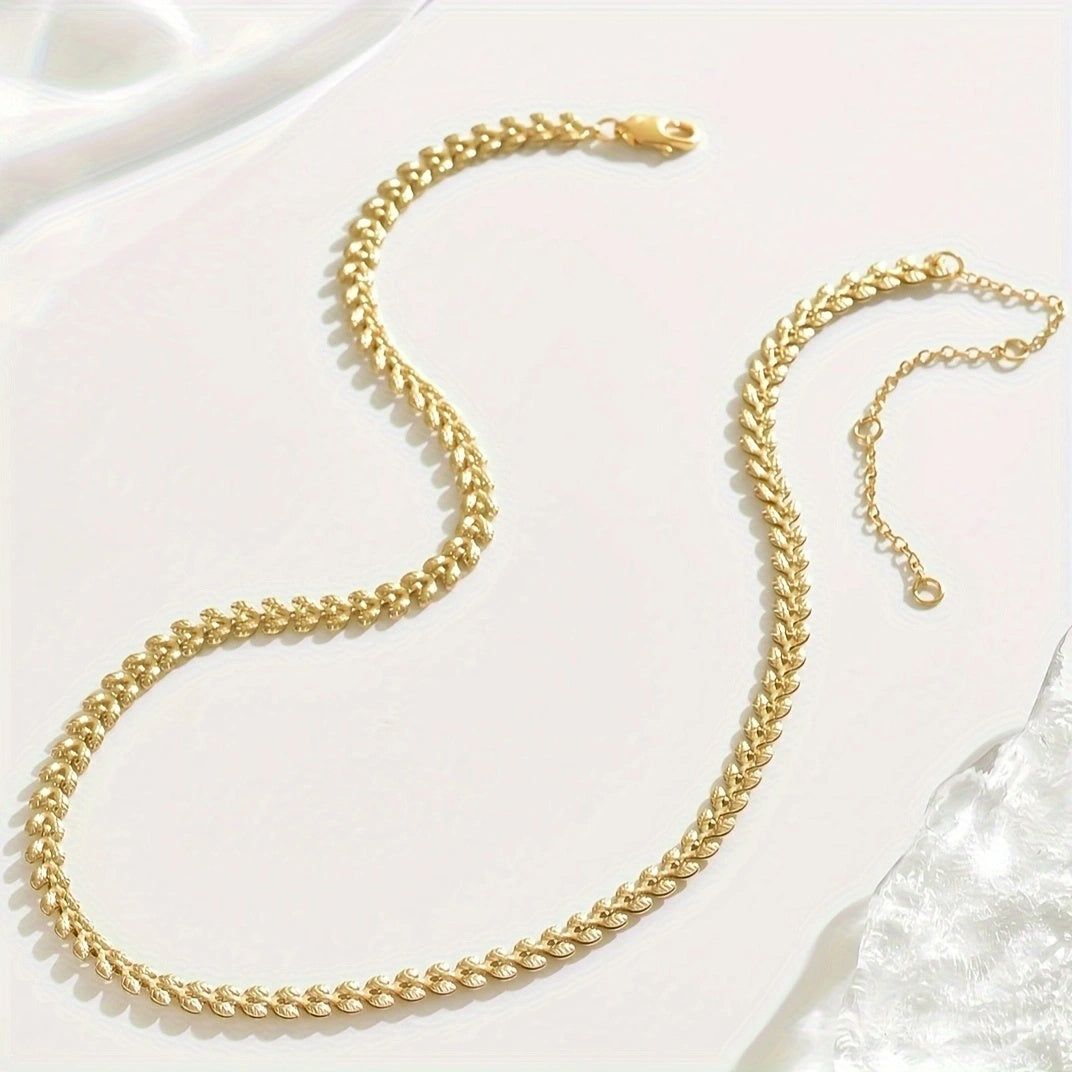 Luxury Chain Necklace Retro Geometric Wheat Leaf Design  Stylish Spring Summer Accessories, Everyday  Party Wear Gift Idea - DropOnline.co