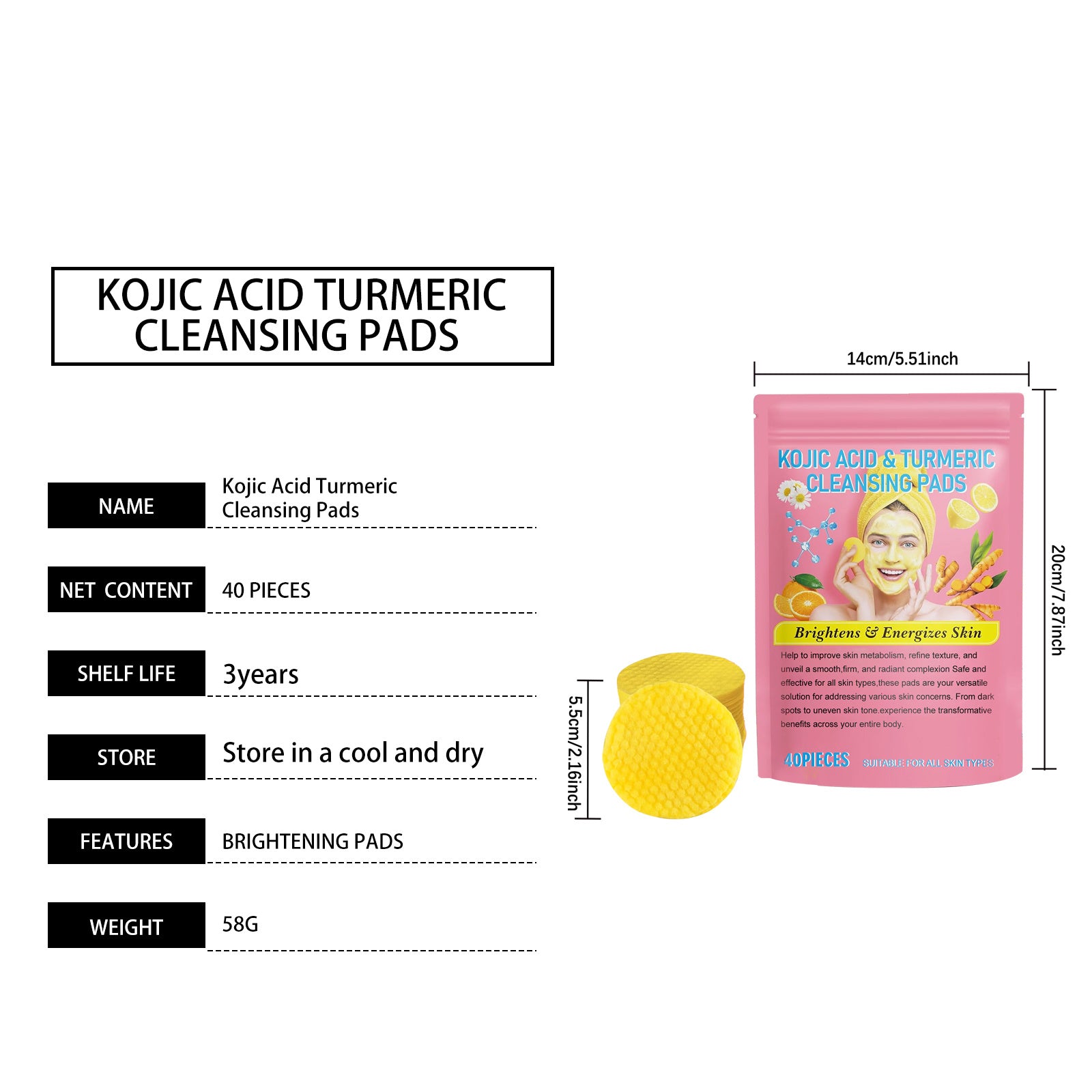 Turmeric Acid Cleansing Pad Gentle Cleansing Skin Care To Reduce Acne Face Brightening Delicate Pores - DropOnline.co
