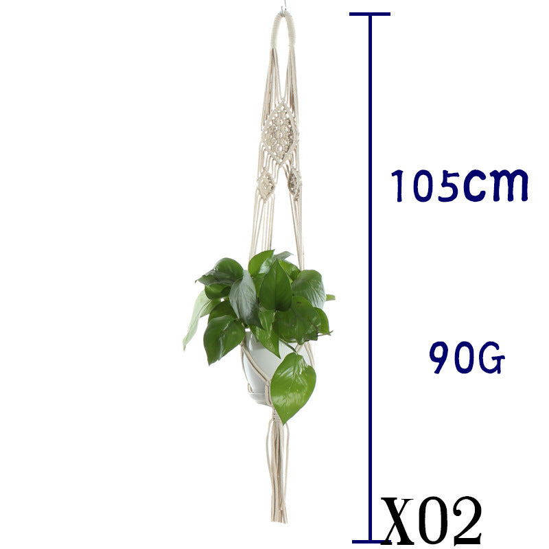 Flower Pot Net Bag Beige Cotton Rope Indoor Plant Hanger Hanging Basket Sling - DropOnline.co