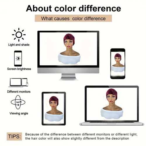 Short And Straight, Elf, Human Hair Non-toxic Wig, Burgundy, Short And Elf Haircut, Ladies Wig, Applicable To The Whole Scene. - DropOnline.co