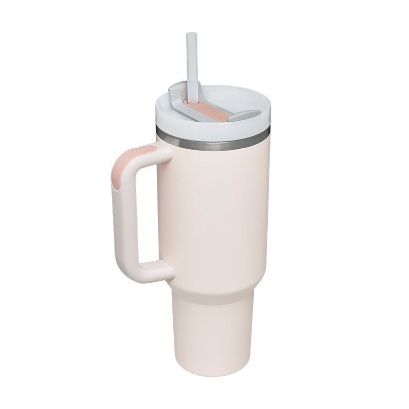 40 Oz Tumbler With Handle Straw Insulated, Stainless Steel Spill Proof Vacuum Coffee Cup Tumbler With Lid Tapered Mug Gifts For Valentine Lover Suitable For Car Gym Office Travel - DropOnline.co