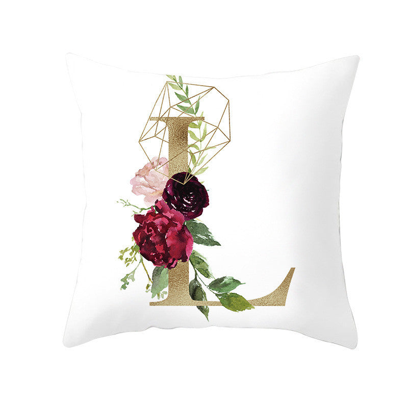 Nordic Style Pillowcase Geometric Golden Letter Pillowcase Peach Skin Sofa Cushion Household Goods - DropOnline.co