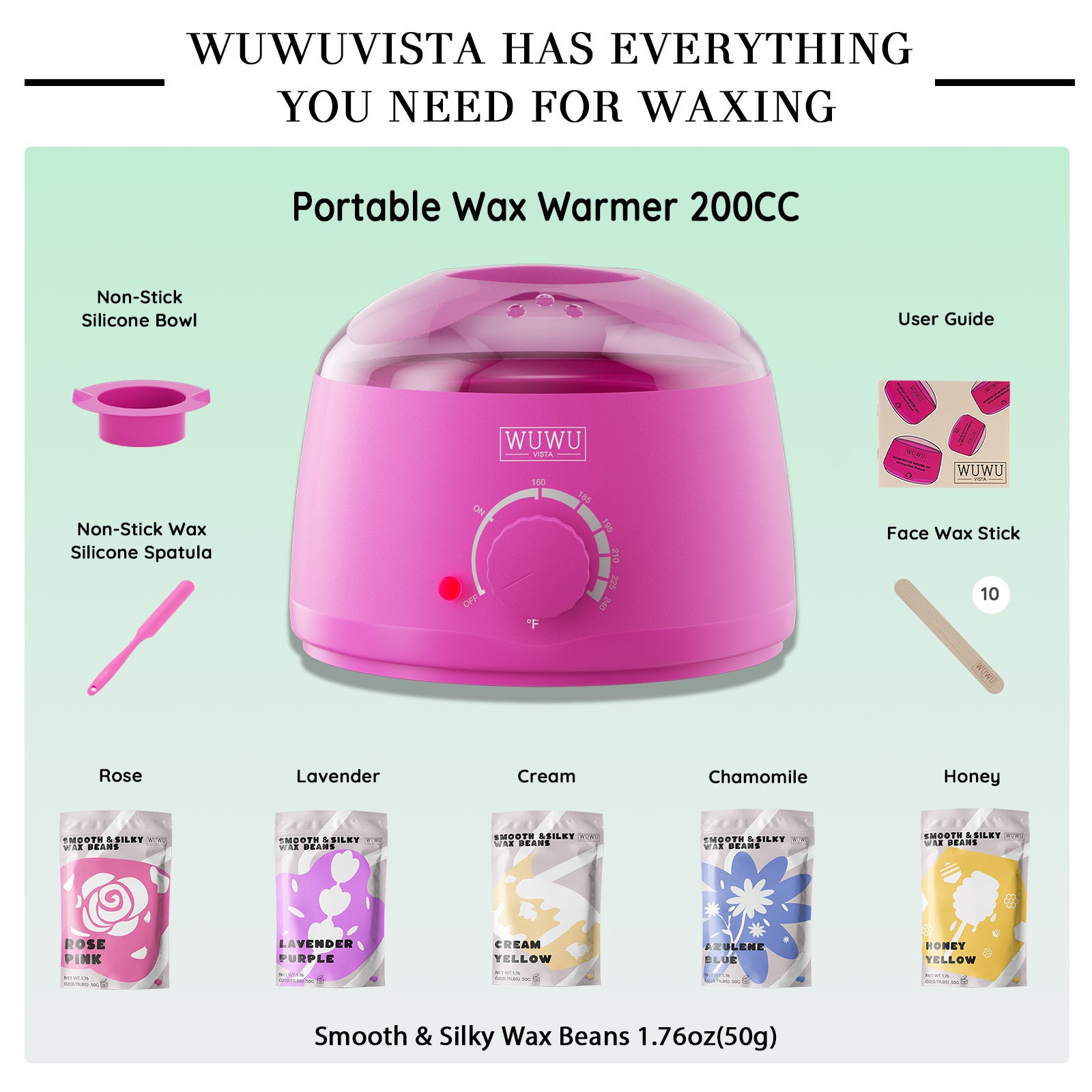 Waxing Kit 19 Items, WUWUVISTA Hair Removal Wax Kit With Wax Melt Warmer Waxing Beads For Face, Brazilian, Full Body, Bikini Suitable For Plugs Of American & European Specifications - DropOnline.co