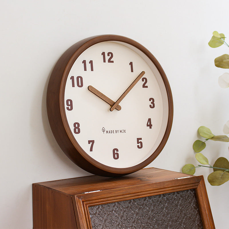 Home Living Room Retro Solid Wood Modern Minimalism Wall Clock Creative - DropOnline.co
