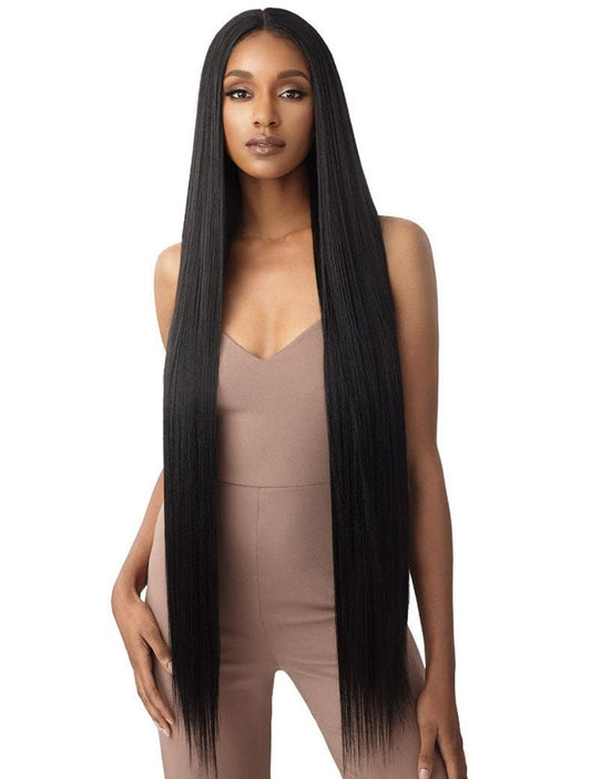 Self-pickup 36 Inch Length Yaki Straight Lace Front Synthetic Wig Middle Parting HD Clear Glueless Lace Wig Heat Resistant Fiber Pre-Plucked Hairline -- Only Supports Self-pickup. - DropOnline.co
