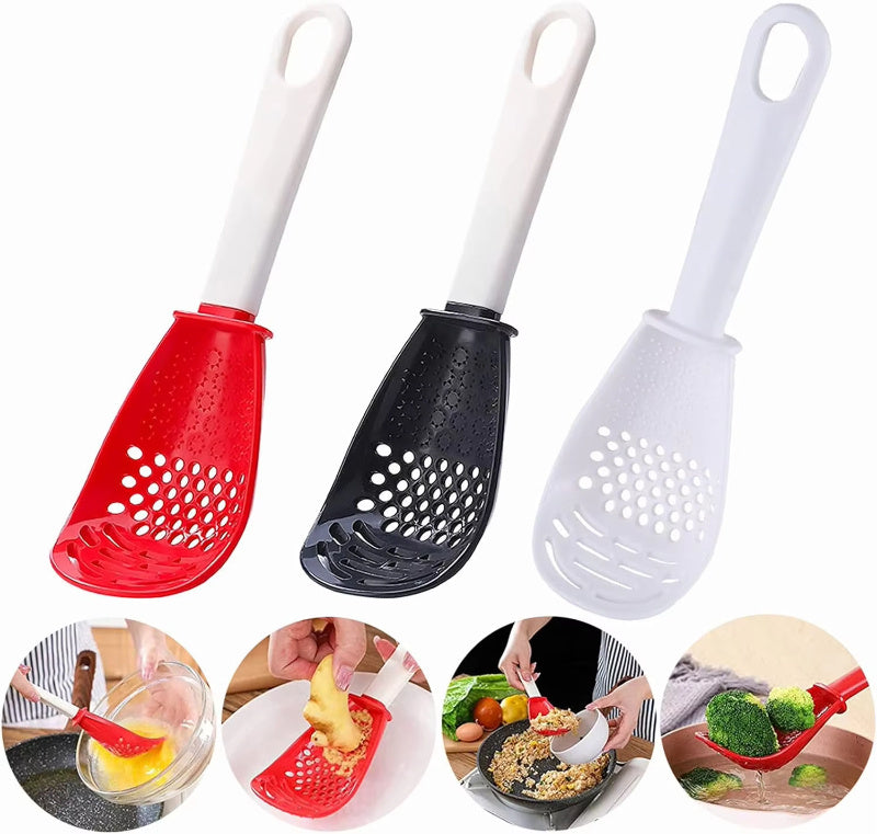 Multifunctional Slotted Spoon Grinding Cooking Spoon Mashed Auxiliary Food Ginger Garlic Spoon Press Potatoe Stir-frying Spatula Kitchen Gadget - DropOnline.co
