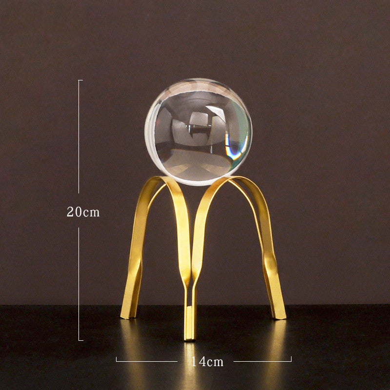 Nordic Light Luxury Metal Crystal Ball Ornaments Creative Home Decor Ornaments Abstract Shape Golden Iron Crafts Exquisite Gifts - DropOnline.co