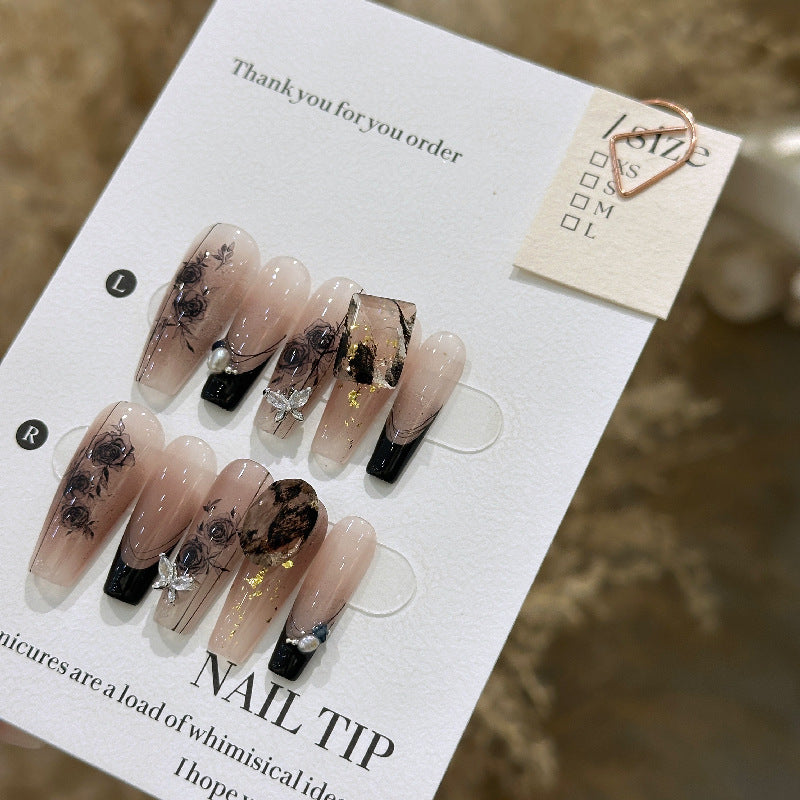 Handmade Long Camellia Girl Nail Tip - DropOnline.co