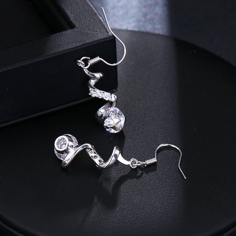 Purple Zircon Spiral Ear Hook Earrings - DropOnline.co