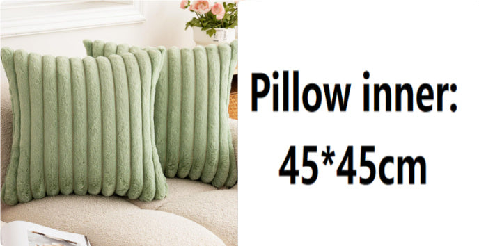 Rabbit Fur Solid Color Vertical Bar Plush Square Cushion Cover - DropOnline.co
