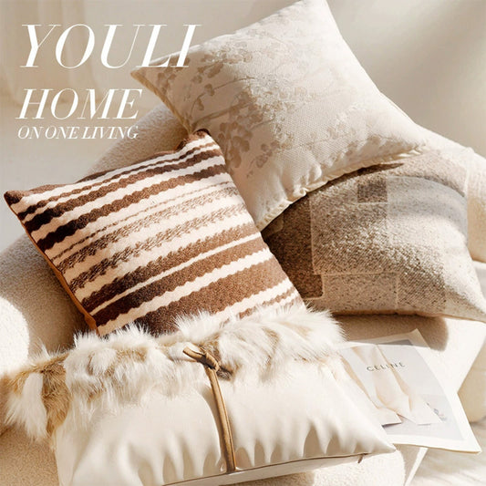 Linen Nordic Style Throw Pillow Covers With Tassel Cushion Cases Caramel Color Pillows Retro Texture Cushion Case Geometric Decorative Pillow Cover  For Couch Sofa Bedroom Living Room - DropOnline.co