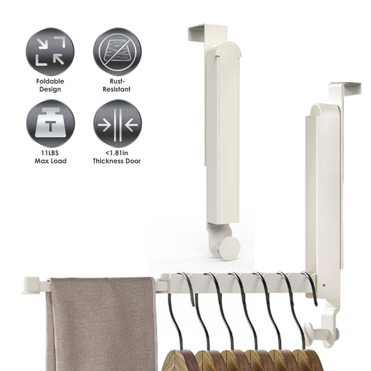 2Pcs Over The Door Hanger Hooks For Clothes Foldable Clothes Drying Rack For Laundry Coats Towels Portable Clothing Hanger Hook For 1.81In Thickness Door Maximum - DropOnline.co