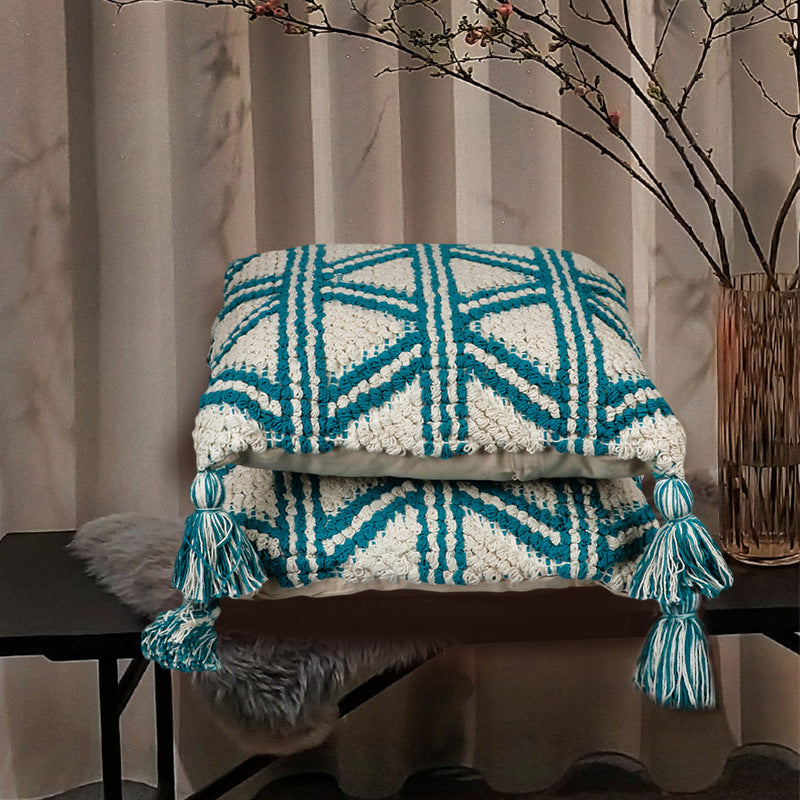 Bohemian Style Living Room Bedroom Cotton Tassel Cushion Pillowcase - DropOnline.co