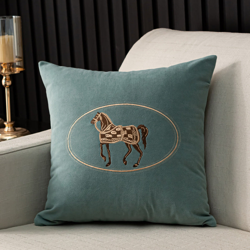 Hand-embroidered Cushion Cover Horse Pattern Pillowcase - DropOnline.co