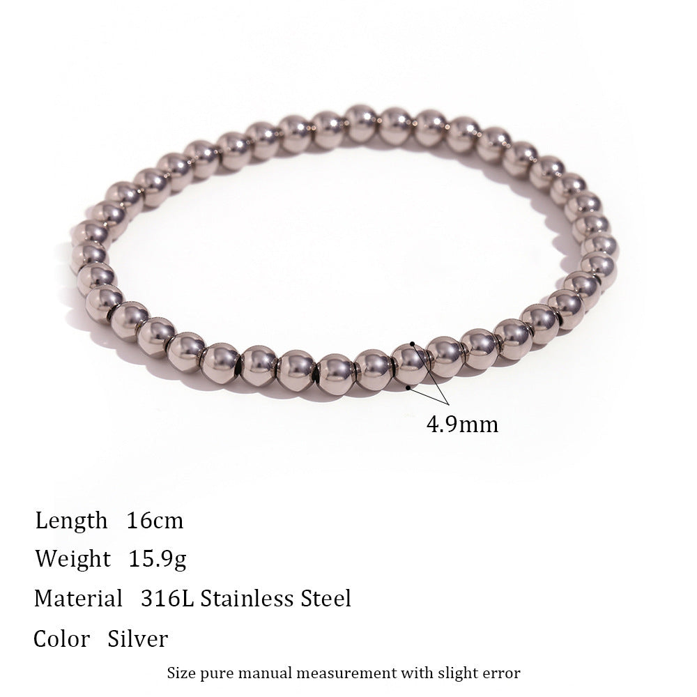 Niche Vintage Stainless Steel Plated 18K Elastic Bead Bracelet - DropOnline.co