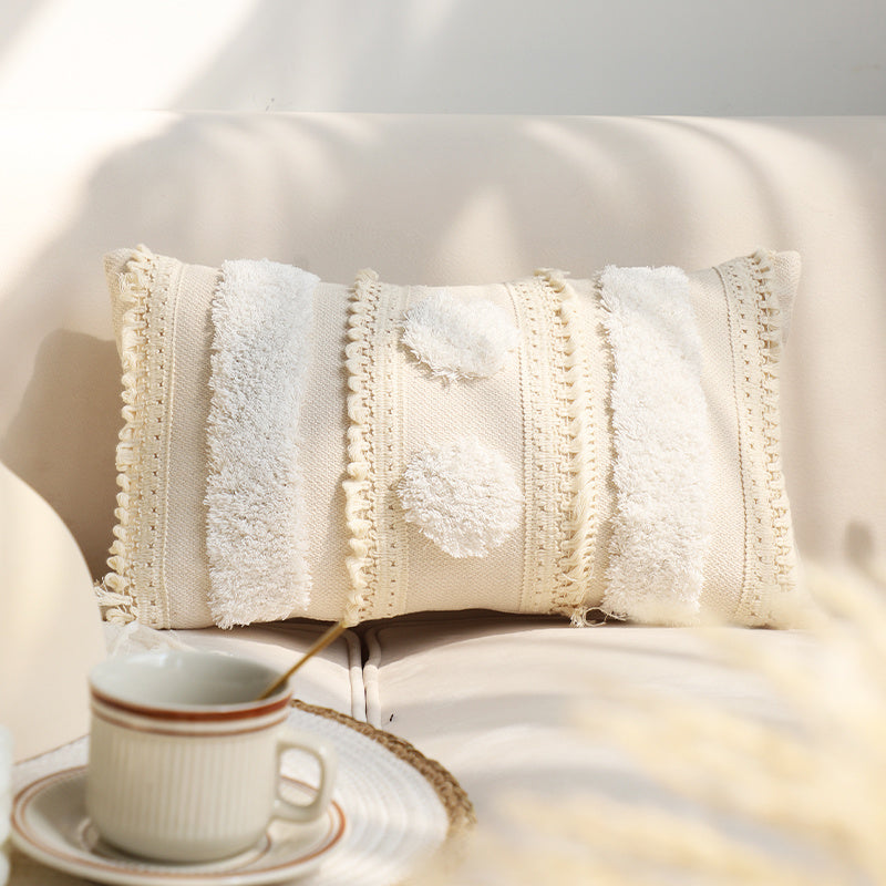 Pillowcase Tufted Pillow Solid Color Cover Waist Cushion - DropOnline.co