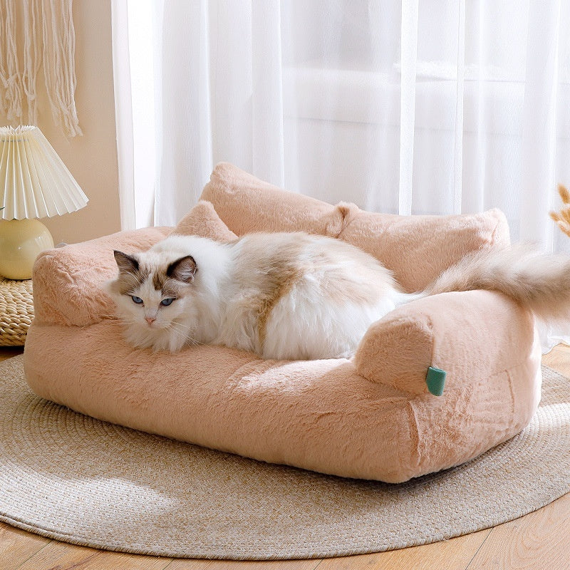 Flannel Warm Large Cat Sofa - Universal Pet Kennel Bed for Cats and Small Dogs - DropOnline.co