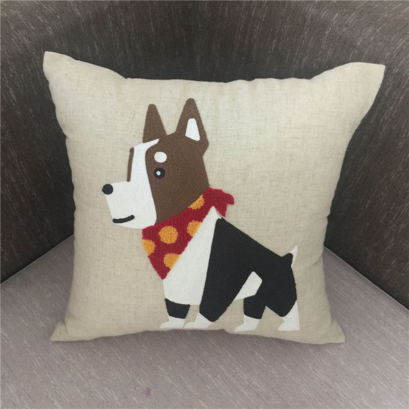 Pillow Embroidered Cushion With Core American Dog - DropOnline.co