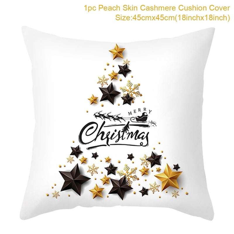Christmas Printed Throw Pillow Cushion Cover - Festive Linen Holiday Decoration for Home - DropOnline.co