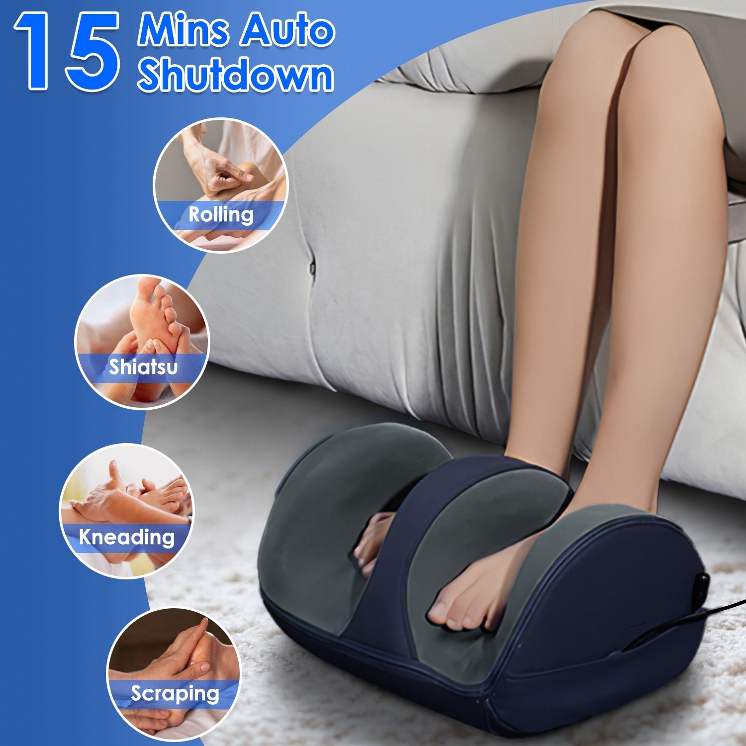 1Pc Shiatsu Foot Massager With Heat Foot Calf Thigh Arm Massager Machine With 3 Modes 3 Intensity Levels Gifts For Mom Dad Lover - DropOnline.co