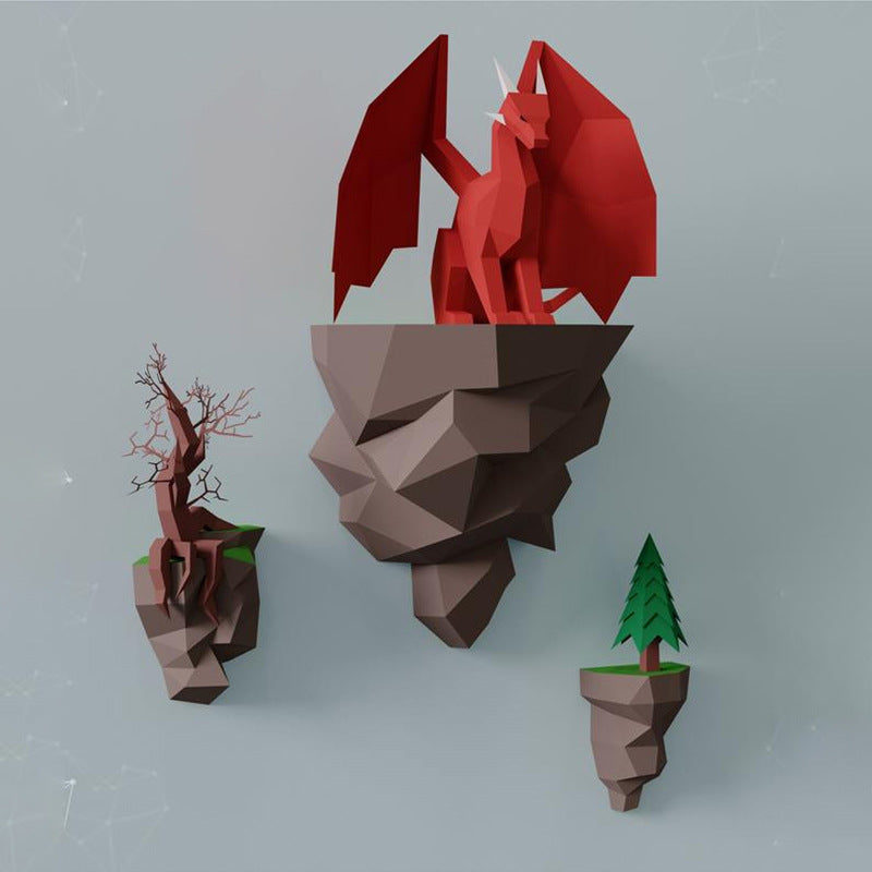 Dragon Paper Model Sitting On The Island Home Wall Hanging Wall Decorations - DropOnline.co