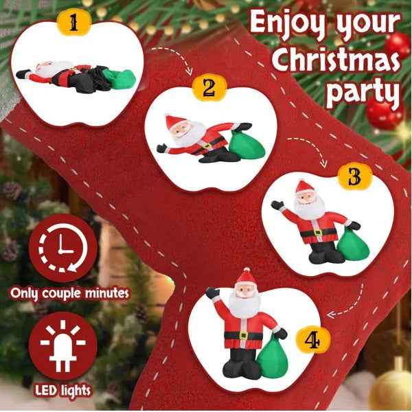 6 FT Lighted Christmas Inflatable - Santa Claus with Large Gift Bag & LED Lights - DropOnline.co