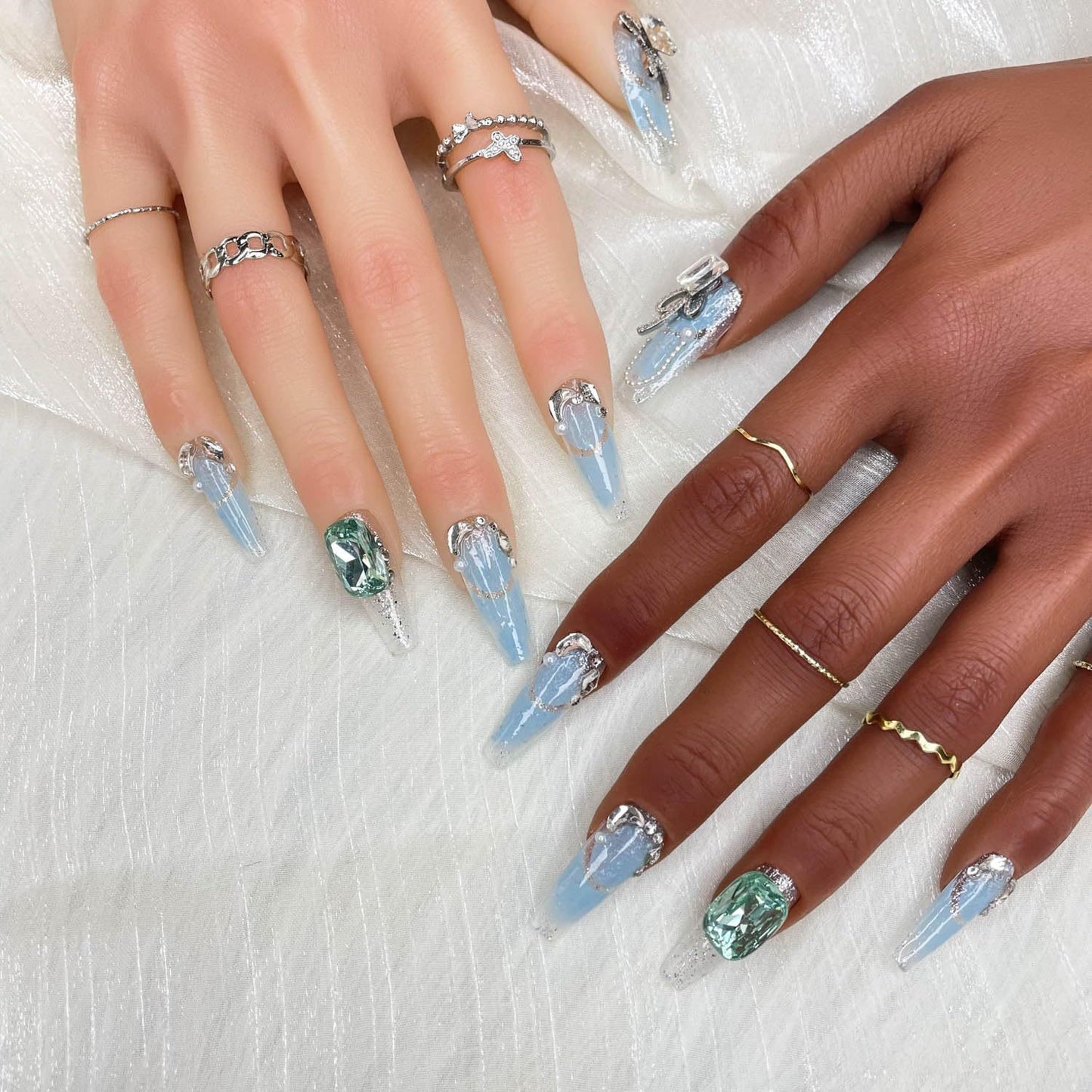 GGDDSHA Handmade Press On Nails, Luxury &Custom Fake Nails 3D Handmade Reusable UVFinished False Nails, Hand-Painted Nail,Nebula Glint - DropOnline.co