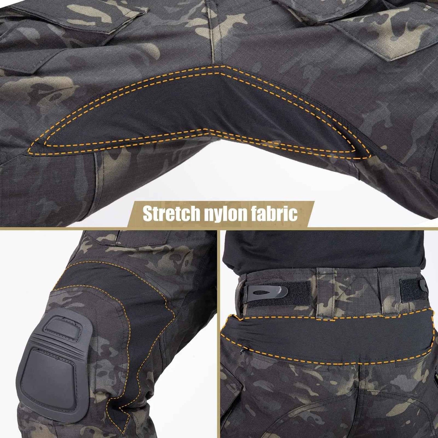 Men's Tactical Combat Pants - Military Cargo Trousers with Knee Pads