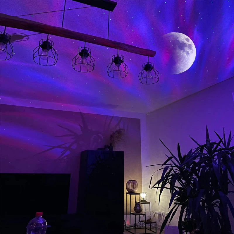 Aurora Borealis Starlight Projectors LED Galaxy Star Atmosphere Galaxy Night Light Home Bedroom Sky Moon Lamp Room Decor Gift - DropOnline.co