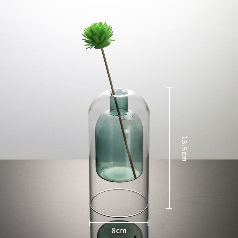 Vases Glass Vase Home Decor Room Decor Modern Wedding Decoration Hydroponic Flower Pot Double Glass Container Crafts Ornament - DropOnline.co