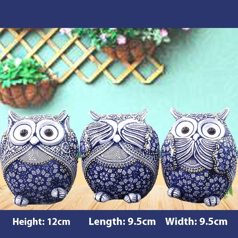 Blue And White Owl Home Creative Small Ornaments - DropOnline.co