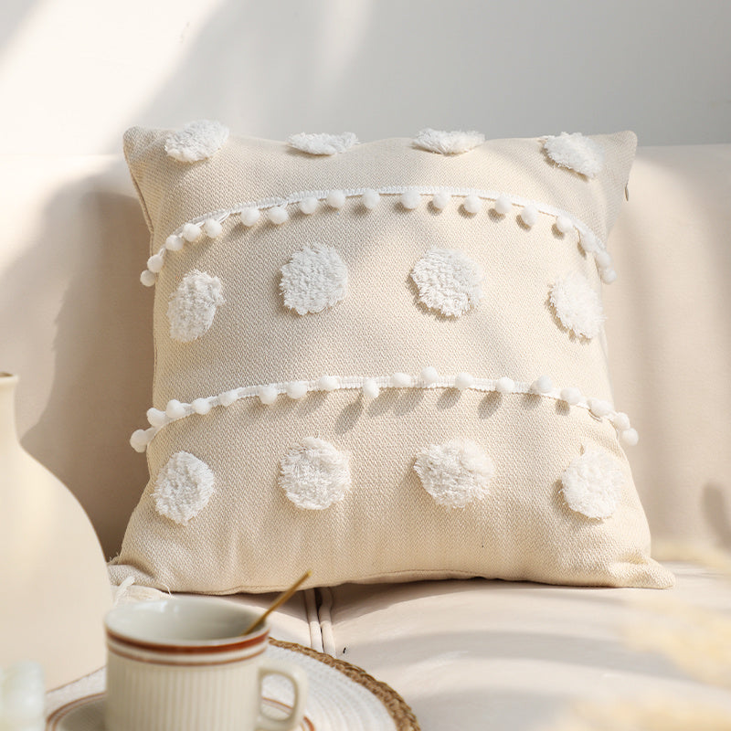 Pillowcase Tufted Pillow Solid Color Cover Waist Cushion - DropOnline.co