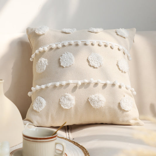 Pillowcase Tufted Pillow Solid Color Cover Waist Cushion - DropOnline.co
