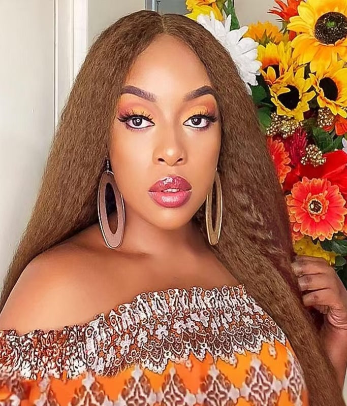 Lace Female Non-toxic Wig, Soft Natural Brown Blonde Hair, High-temperature Fiber, , Non-adhesive 13X2.5 Lace Area, Versatile Wig - DropOnline.co